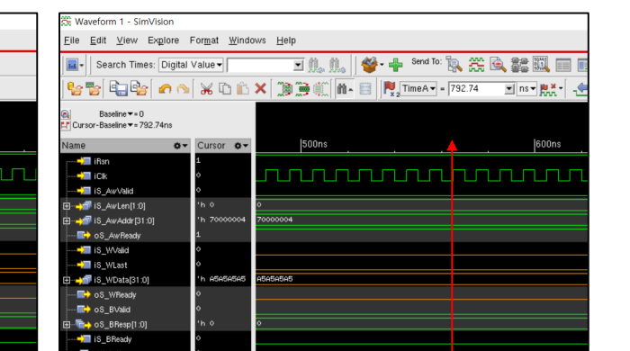 Lab7 AXI waveform cursor check